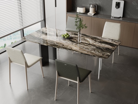  现代餐桌椅su模型 