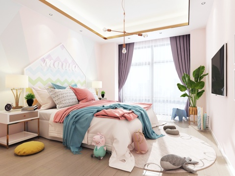  美式轻奢女儿房3d模型 