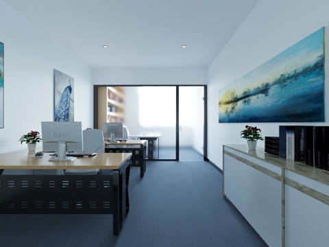  现代办公室 财务室3d模型 