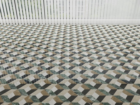  现代石材地面拼花3d模型 