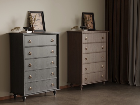 法式中古风斗柜 边柜su模型