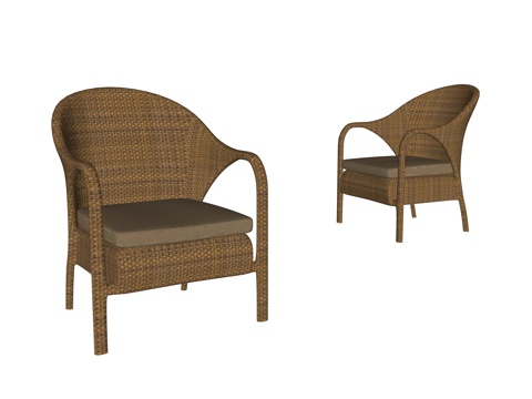 现代休闲椅 藤椅 户外椅su模型