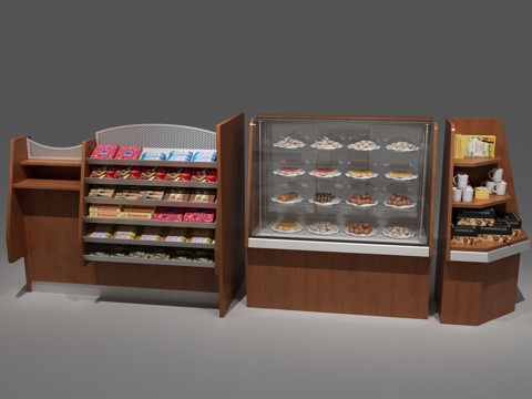  现代货架 展示架 面包架3d模型 