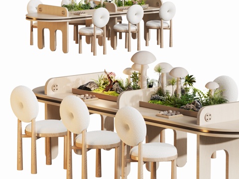  现代儿童手工书桌椅3d模型 