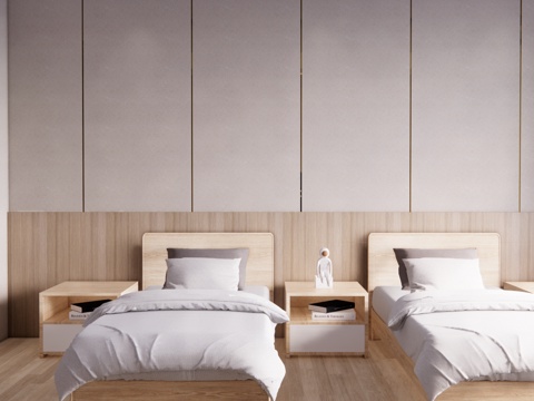 公寓 工装 家装 单人间 卧室 寝室su模型