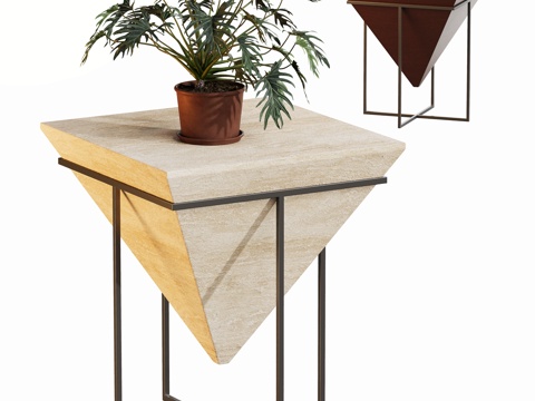 现代洞石茶几角几边几su模型