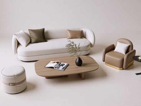 现代沙发组合su模型