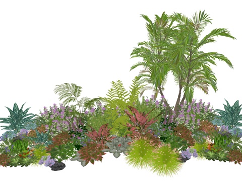 现代庭院景观植物组合su模型