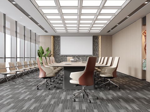 现代会议室 办公椅 会议桌椅su模型