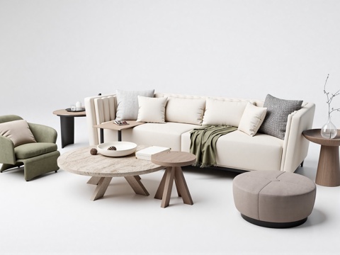 现代沙发组合su模型