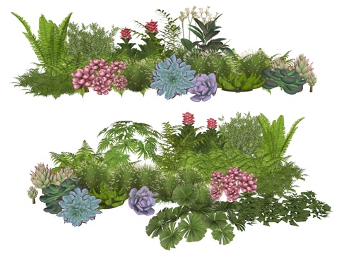  现代室内植物堆景观组合su模型 