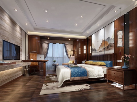  现代客房 标准间 双人间 单人间 套房 主题客房3d模型 