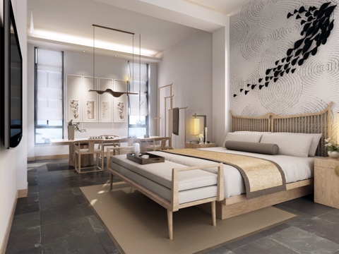  新中式酒店 客房 民宿 中式 新中式 其他3d模型 