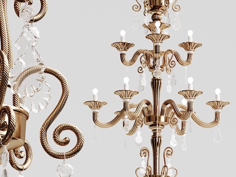  欧式古典欧式 黄金 水晶吊灯3d模型 
