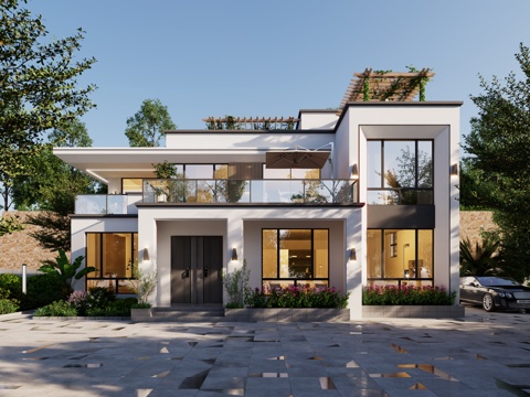  现代别墅3d模型 