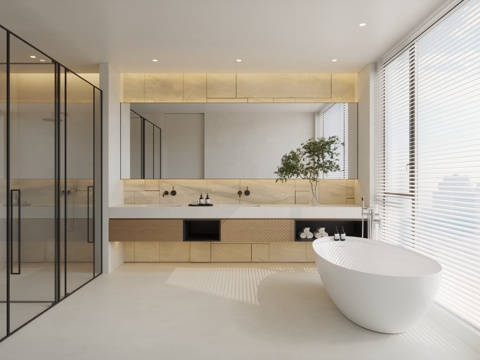  现代极简卫生间  别墅卫生间 现代卫生间 极简卫生间 洗手台3d模型 