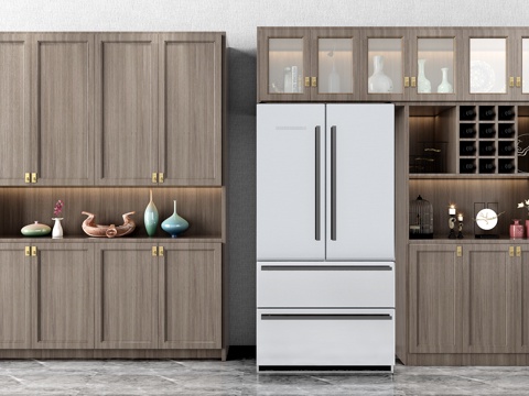  新中式鞋柜酒柜组合3d模型 