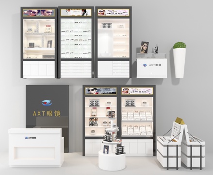  现代眼镜店眼镜展架模型组合3d模型 