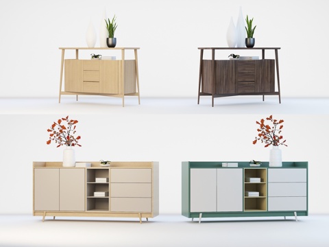  北欧玄关柜 餐边柜 电视柜 饰品3d模型 