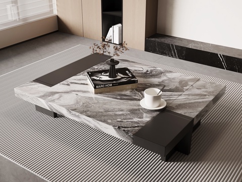  现代意式茶几 大理石茶几3d模型 