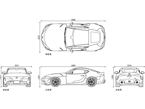丰田进口车型 丰田原装进口车 丰田海外版车型 丰田平行进口车cad施工图