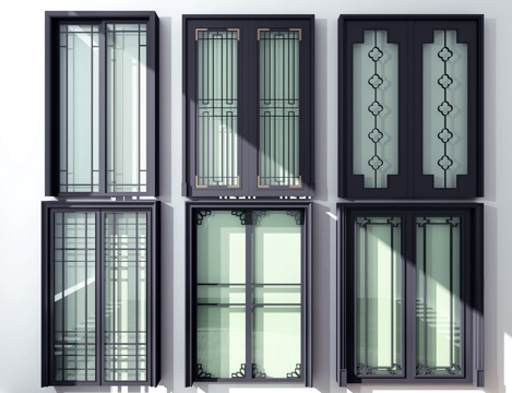  新中式风格门模型组合3d模型 