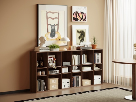 中古风边柜 书柜 矮柜su模型