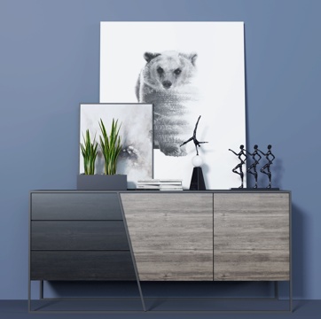  现代玄关柜边柜摆件挂画3d模型 