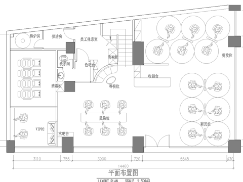 最新完整版美容美发施工图合集cad施工图