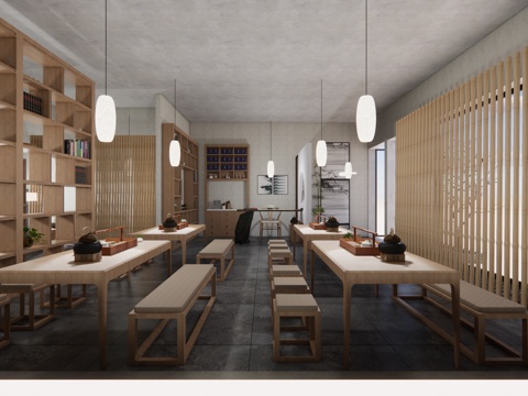 家装 茶台 茶桌组合 茶桌 茶具su模型