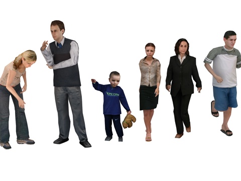  现代人物组合3d模型 