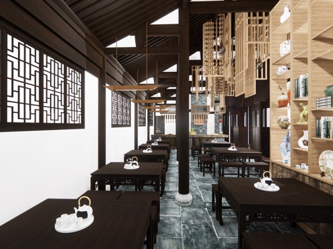 茶桌椅 茶具 茶桌 茶台 茶桌组合su模型