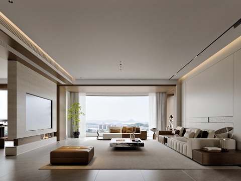  现代风格家居客厅 餐厅3d模型 