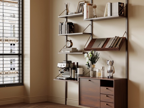 中古风置物架 书架su模型