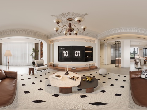  法式中古客厅全景 