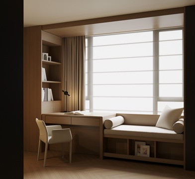 现代飘窗书桌柜su模型