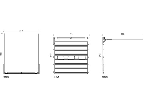 顶置车库门 上滑式车库门 顶部开启车库门 升降式车库门cad施工图