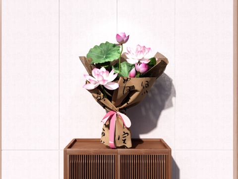 中式 花束 荷花花束 荷花莲蓬 节日花束 花艺组合 鲜花摆件su模型