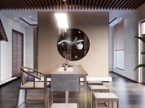 茶桌椅 茶具 茶桌 茶台 茶桌组合su模型