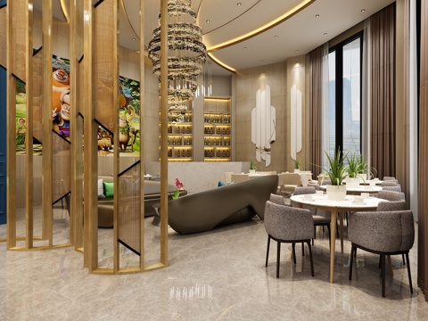  现代大堂 大厅 玩偶熊 沙发 隔断 营销中心 前台3d模型 