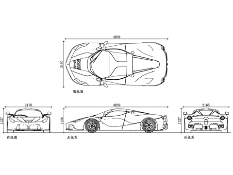 法拉利超跑 法拉利超级跑车 法拉利高性能跑车 法拉利F8cad施工图