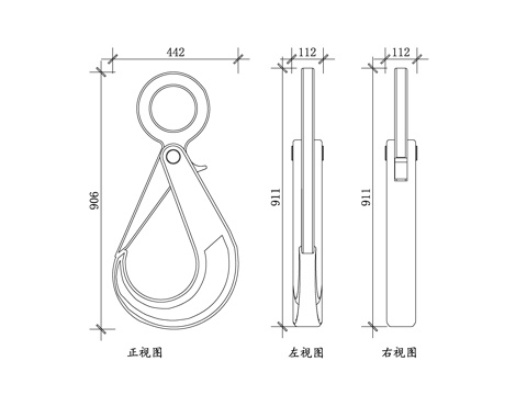吊钩 起重吊钩 钢制吊钩 工业吊钩 吊装挂钩 重型吊钩cad施工图cad施工图