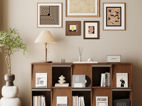 中古风玄关柜 书柜 矮柜su模型su模型