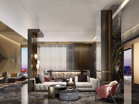  酒店大厅  大堂   休闲座椅3d模型 