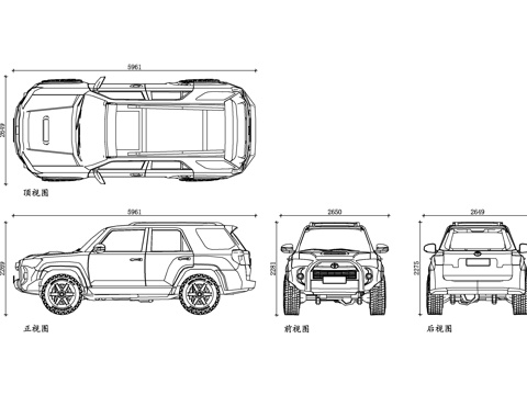 丰田越野车 丰田普拉多 丰田兰德酷路泽 丰田陆地巡洋舰 丰田cad施工图