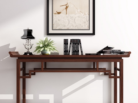  新中式现代中式玄关柜饰品模型3d模型 