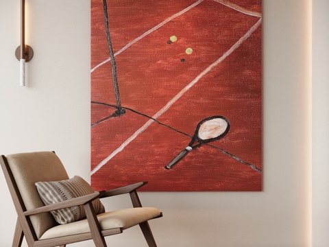 现代中古风装饰画su模型