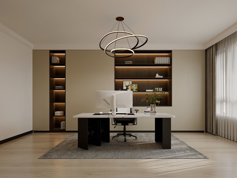  现代书房3d模型 
