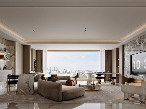  现代风格家居客厅3d模型 