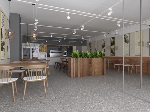  新中式豆状元早餐店3d模型 